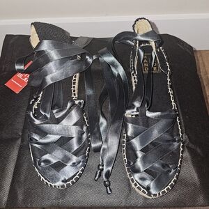 Handmade In Valencia, Spain Black Espadrille Flats